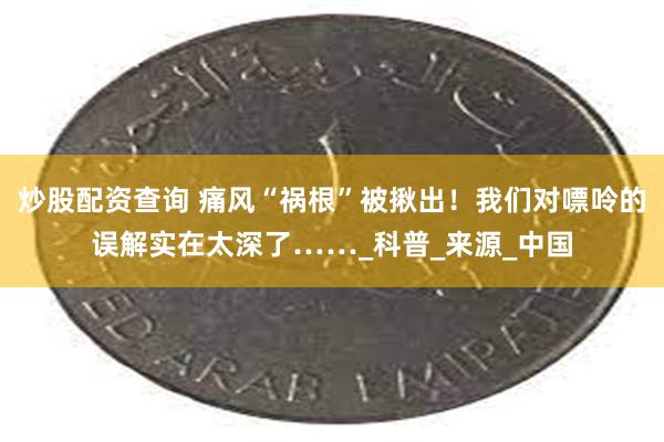 炒股配资查询 痛风“祸根”被揪出！我们对嘌呤的误解实在太深了……_科普_来源_中国